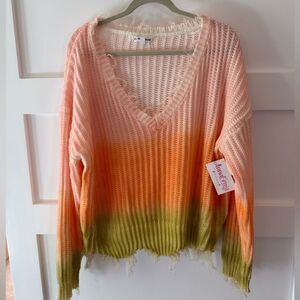 New Macaron Tie Dye Pastel Sweater peach green orange size L